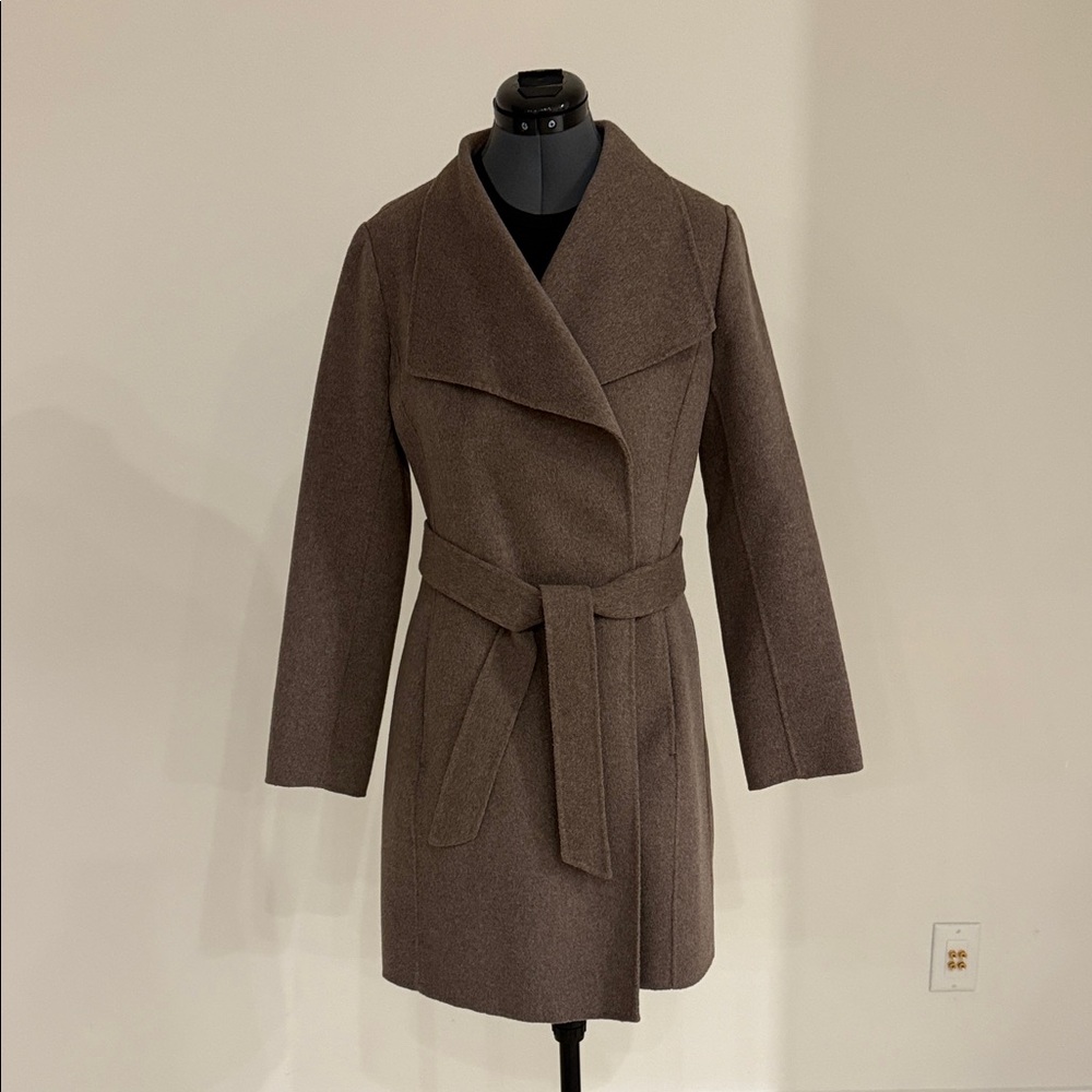 Banana Republic Heathered Brown Wool Blend Wrap Coat